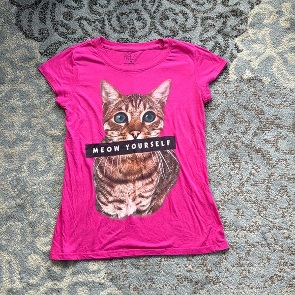 Freeze Meow Yourself Cat T-shirt Pink XL - Picture 1 of 3
